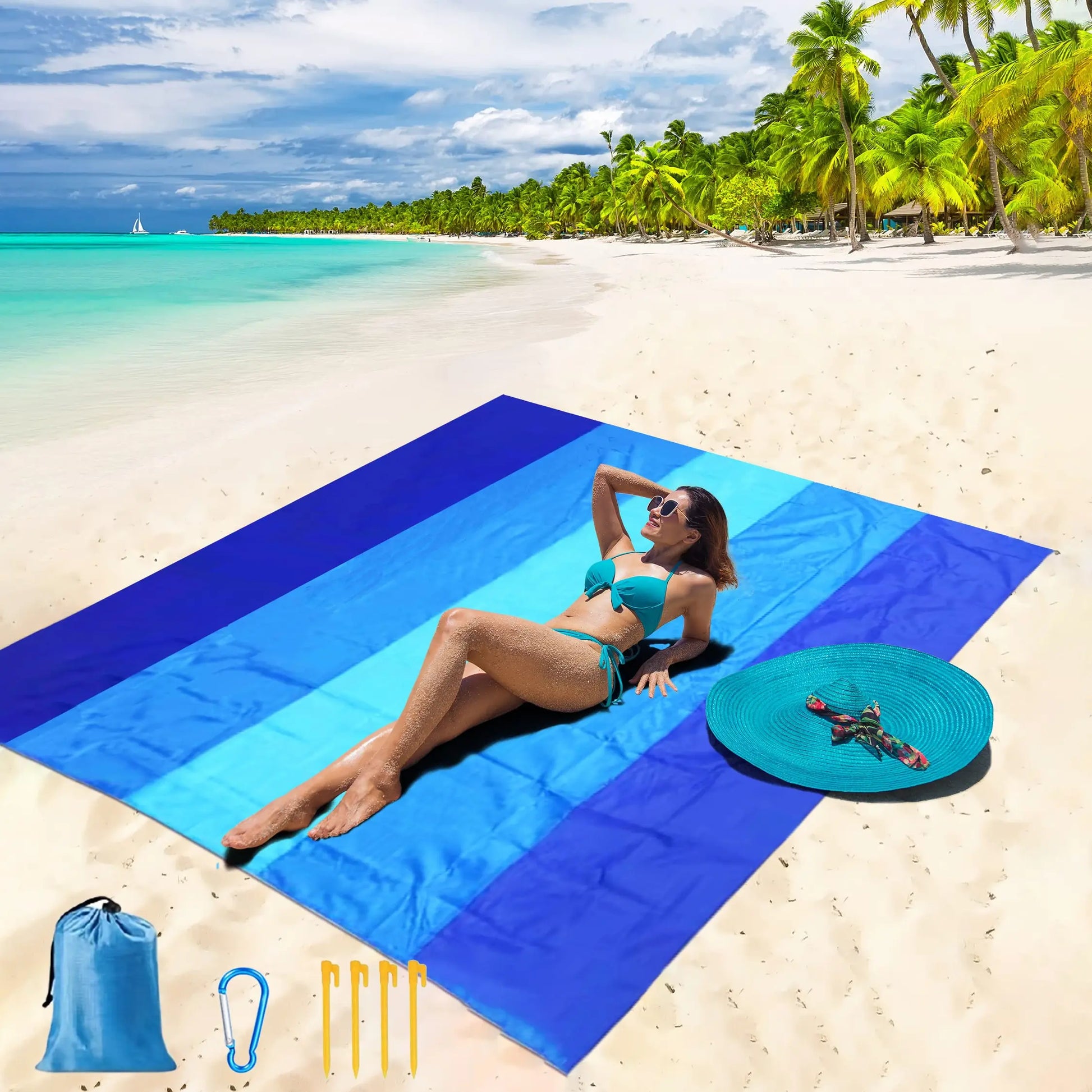 Portable Beach Picnic Mat, Waterproof Nylon Sand Pad, Outdoor Camping, Bicycle Travel, Summer Gift, Back-To-School Season