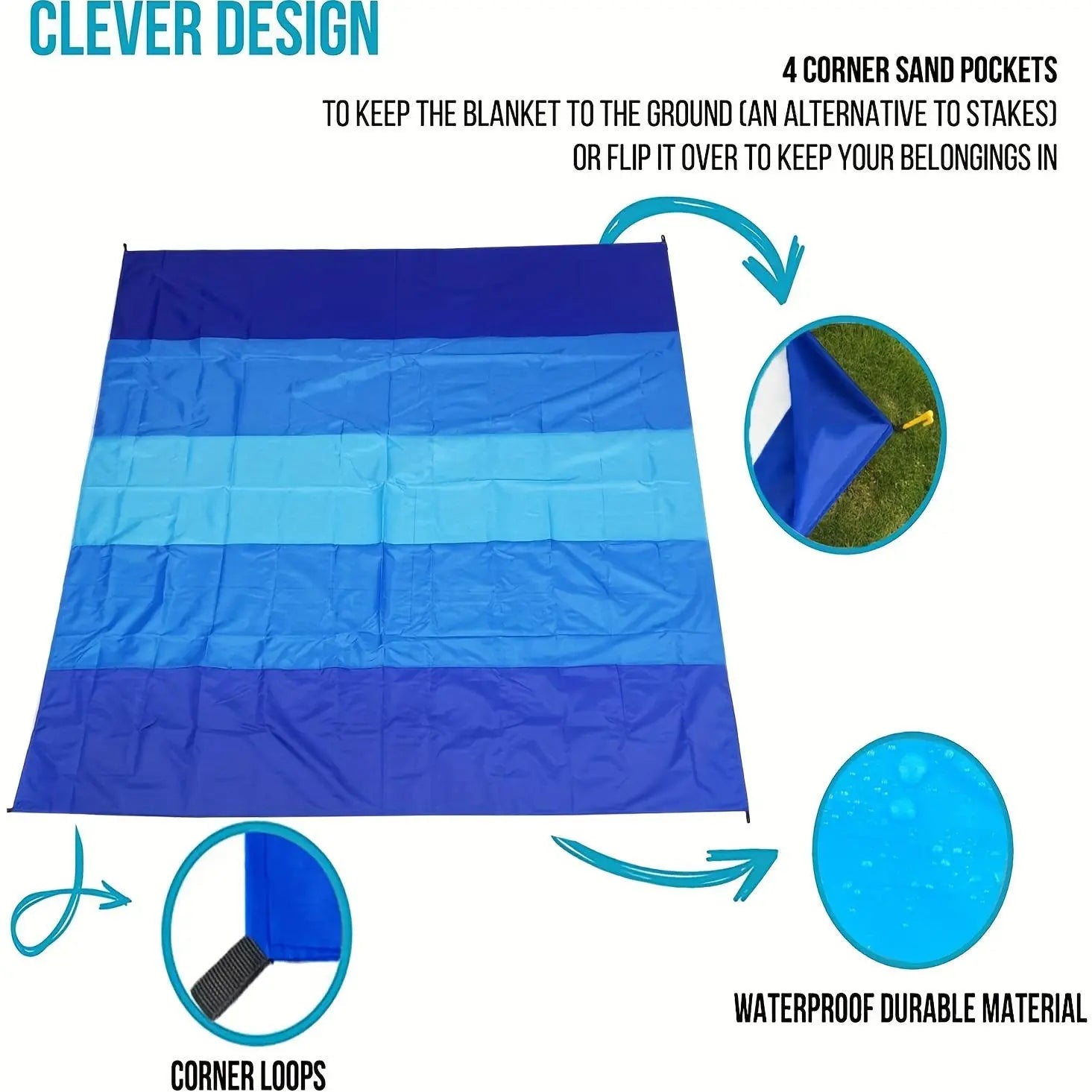 Portable Beach Picnic Mat, Waterproof Nylon Sand Pad, Outdoor Camping, Bicycle Travel, Summer Gift, Back-To-School Season