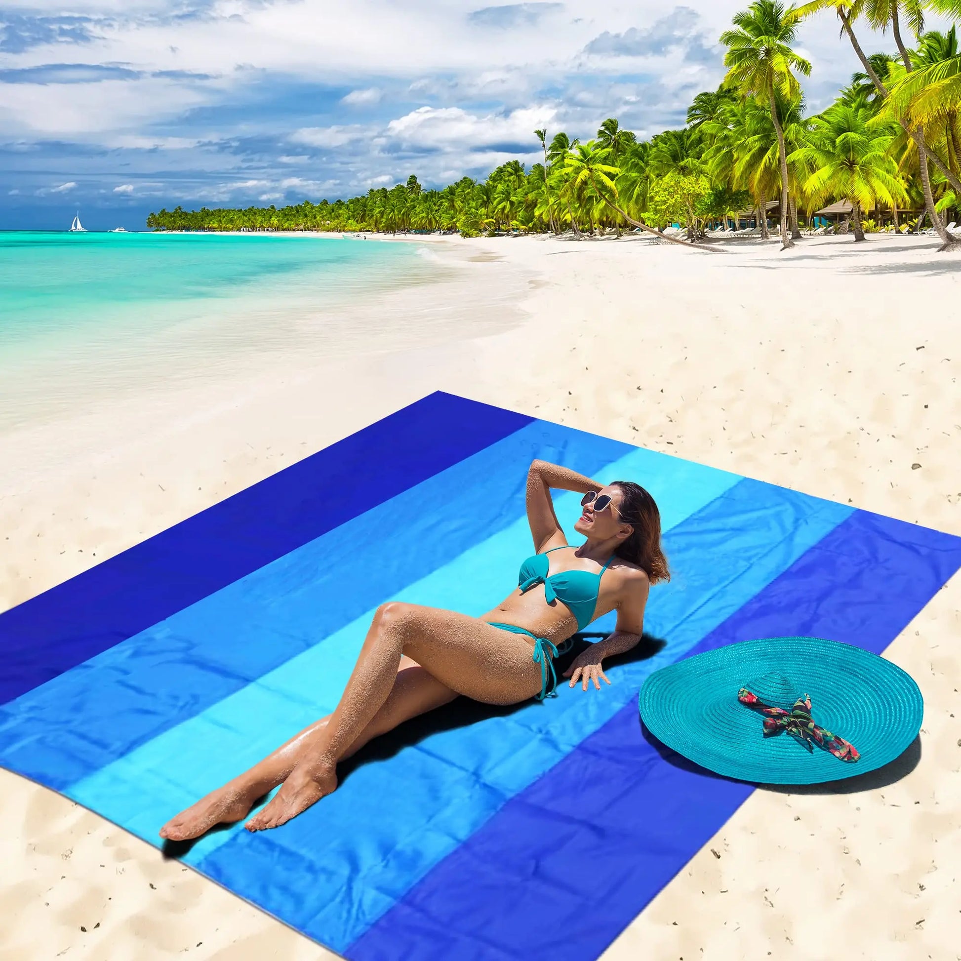 Portable Beach Picnic Mat, Waterproof Nylon Sand Pad, Outdoor Camping, Bicycle Travel, Summer Gift, Back-To-School Season